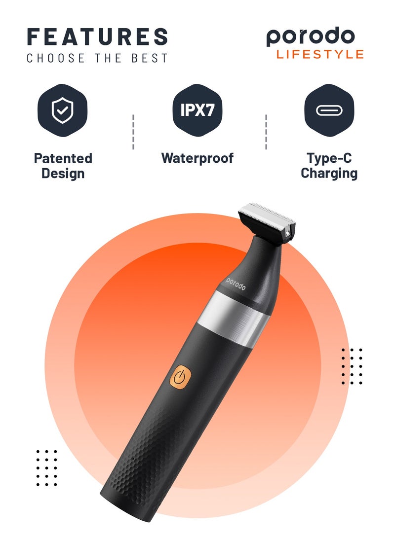 porodo Lifestyle Dual Blade Beard Trimmer, Smooth Seamless Shave, Rechargeable Shaver, Portable Trimmer, Face Trimmer - Black - Image 3