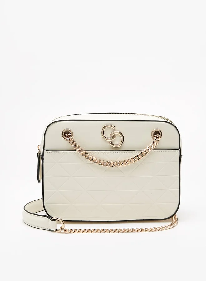 Celeste Women's Embossed Crossbody Bag with Chain Strap and Zip Closure