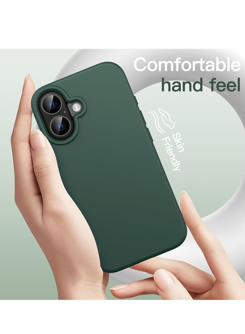 NEW Liquid Silicone Case for iPhone 16 (6.1-Inch) – Silky Soft Touch Full-Body Protective Anti-Scratch Shockproof Cover with Microfiber Lining (Midnight Green) - Image 3