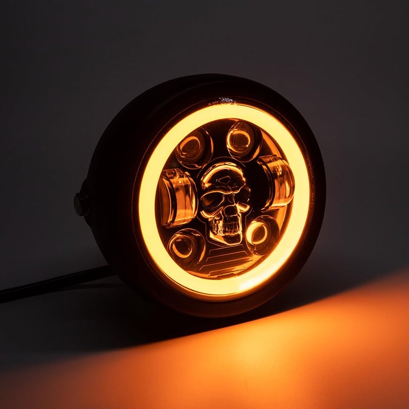 BENEALL Motorcycle Headlight 5.75 inch Round LED with Mounting Brackets Assembly, Front Headlamp with DRL High/Low Beam for Cafe Racer E-bike Bobber Chopper (style D) - Image 4
