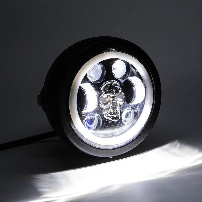 BENEALL Motorcycle Headlight 5.75 inch Round LED with Mounting Brackets Assembly, Front Headlamp with DRL High/Low Beam for Cafe Racer E-bike Bobber Chopper (style D) - Image 2