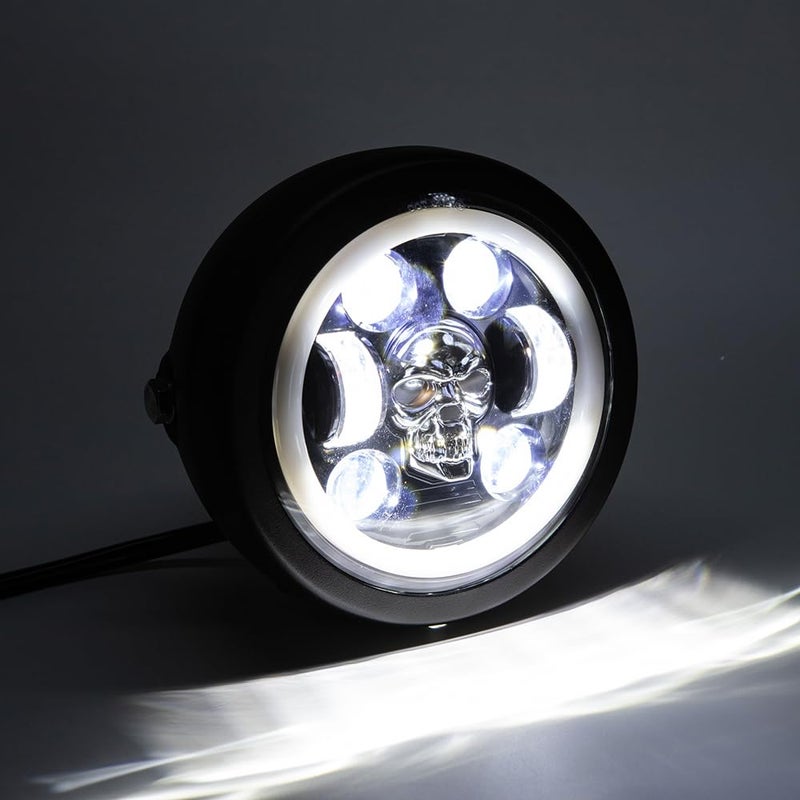 BENEALL Motorcycle Headlight 5.75 inch Round LED with Mounting Brackets Assembly, Front Headlamp with DRL High/Low Beam for Cafe Racer E-bike Bobber Chopper (style D) - Image 3