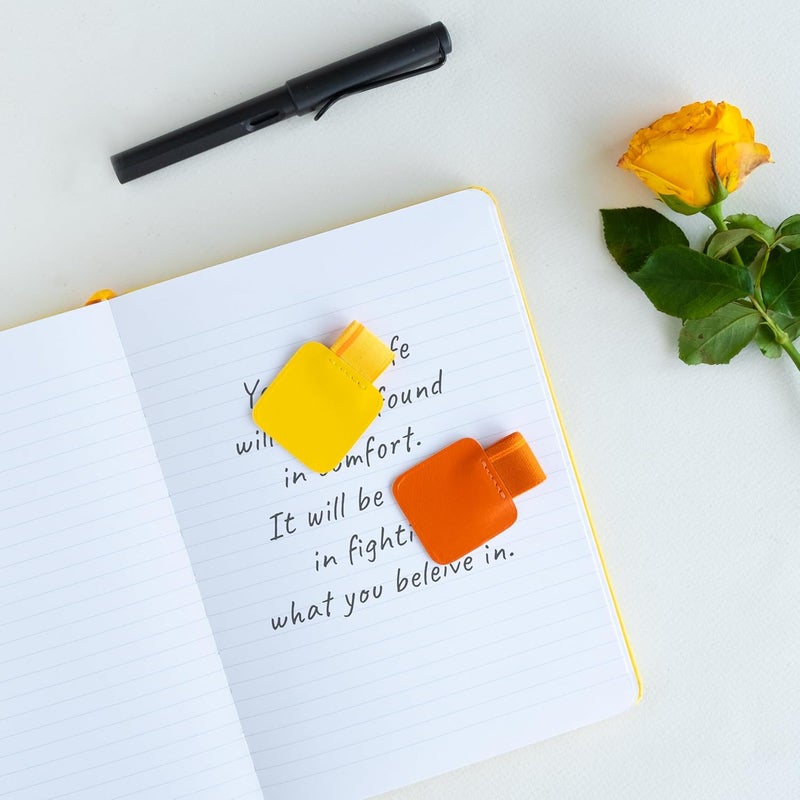 NEORAH — Pen Loop for diaries, planners , journals, notebooks, sketchbook | Pack of 2 | Self adhesive pen loop holder | Peel & Stick | Elastic Loop for pen even for big barrels | Durable vegan leatherette - Size (5.5 cm x 4 cm ) – Orange - Image 5