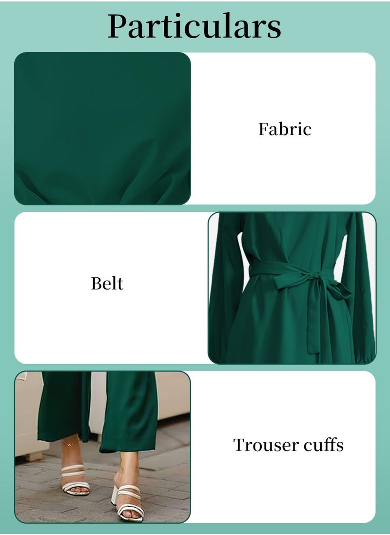 2PCS Fashion Abayas Dress For Women, Muslim Long Sleeve Loose Top and Pants, Dubai Islamic Muslim Women Matching Set, Arabian Clothing, Green - pzsku/Z87A40C48308FF8EE78A3Z/45/_/1718271737/acd85142-f228-4393-b961-90281169c16e