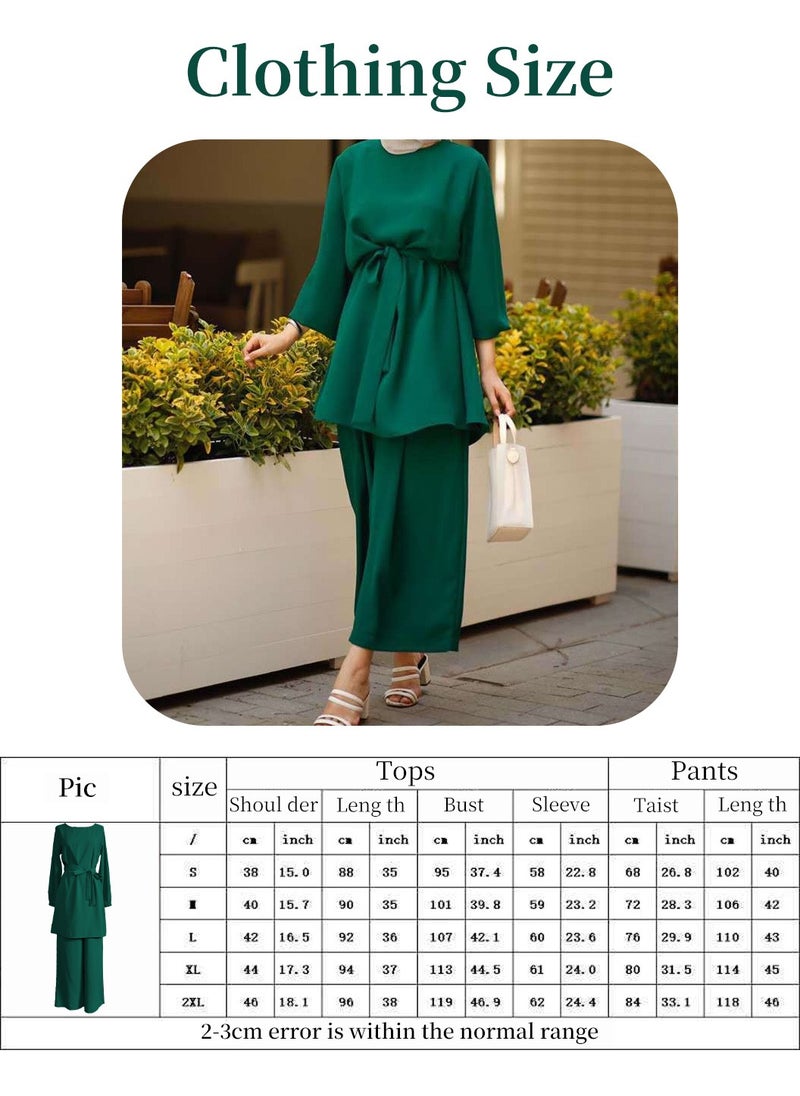 2PCS Fashion Abayas Dress For Women, Muslim Long Sleeve Loose Top and Pants, Dubai Islamic Muslim Women Matching Set, Arabian Clothing, Green - pzsku/Z87A40C48308FF8EE78A3Z/45/_/1718271817/309340a8-a003-42b2-8d86-6d360d2427ff