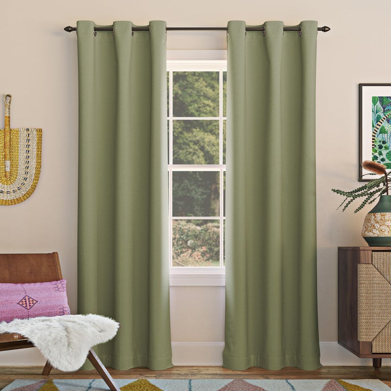 Sun Zero Easton Energy Saving Blackout Grommet Curtain Panel, 40" x 63", Sage Green - Image 1
