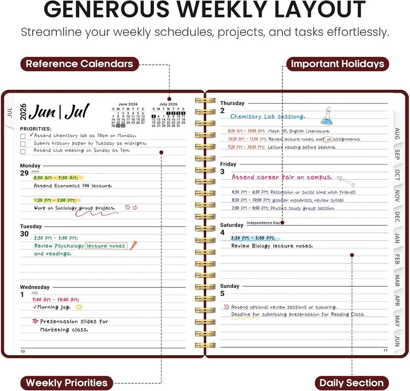 Taja Planner 2026-2027, Weekly and Monthly Calendar Academic Planner for Women, July 2026 - June 2027, Spiral Bound School Planning Tool, Perfect for Teacher, Student, Women & Men, A4 (8.5" x 11 - Image 3