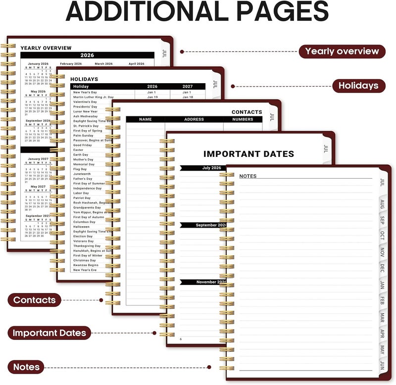Taja Planner 2026-2027, Weekly and Monthly Calendar Academic Planner for Women, July 2026 - June 2027, Spiral Bound School Planning Tool, Perfect for Teacher, Student, Women & Men, A4 (8.5" x 11 - Image 5