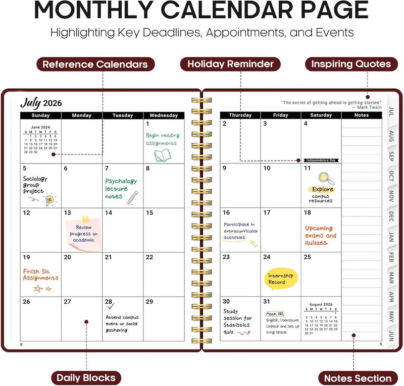 Taja Planner 2026-2027, Weekly and Monthly Calendar Academic Planner for Women, July 2026 - June 2027, Spiral Bound School Planning Tool, Perfect for Teacher, Student, Women & Men, A4 (8.5" x 11 - Image 2