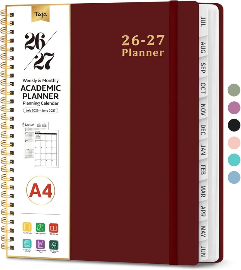 Taja Planner 2026-2027, Weekly and Monthly Calendar Academic Planner for Women, July 2026 - June 2027, Spiral Bound School Planning Tool, Perfect for Teacher, Student, Women & Men, A4 (8.5" x 11 - Image 1