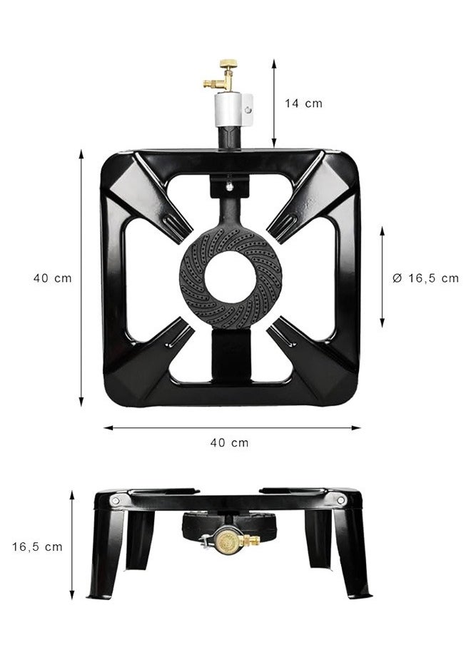 A TO Z P.A.C International GAS STOVE ART301: Single Burner, Iron Gas Stove for Home and Outdoor Use, Heavy Duty, Durable, Made in Italy - 40x40, 4 Feets, 9KW  - Image 4