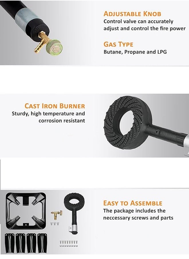 A TO Z P.A.C International GAS STOVE ART301: Single Burner, Iron Gas Stove for Home and Outdoor Use, Heavy Duty, Durable, Made in Italy - 40x40, 4 Feets, 9KW  - Image 5