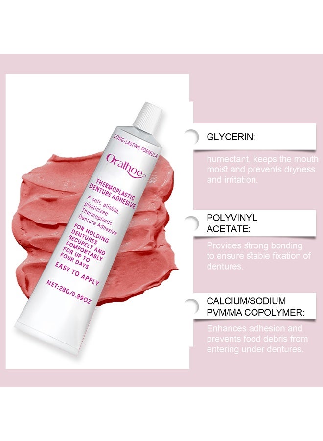 ORALHOE Thermoplastic Denture Adhesives, Fixed Denture Adhesives, Dentures Non-Glue Adhesive, Used To Repair And Fasten Loose Dentures, Dental Adhesives For Dentures, Long Holding Denture Reliner, 28G - Image 4