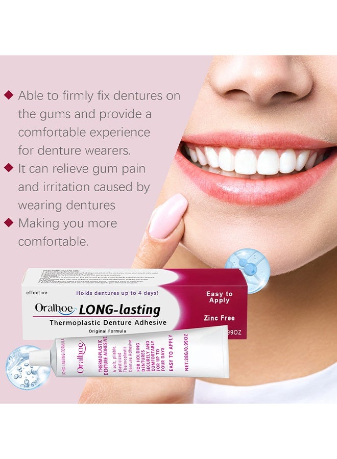 ORALHOE Thermoplastic Denture Adhesives, Fixed Denture Adhesives, Dentures Non-Glue Adhesive, Used To Repair And Fasten Loose Dentures, Dental Adhesives For Dentures, Long Holding Denture Reliner, 28G - Image 2