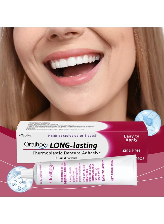 ORALHOE Thermoplastic Denture Adhesives, Fixed Denture Adhesives, Dentures Non-Glue Adhesive, Used To Repair And Fasten Loose Dentures, Dental Adhesives For Dentures, Long Holding Denture Reliner, 28G - Image 1