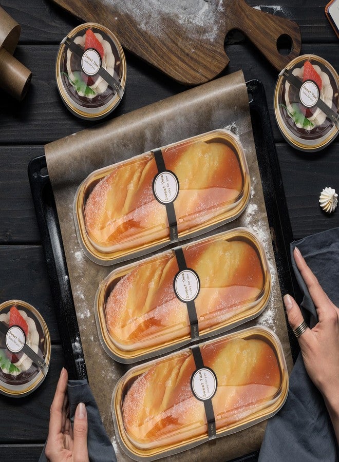 Suclain 200 Set Mini Loaf Pans with Lids Cupcake Liners, 200 Sticky 100 Rectangle Aluminum Foil Baking Pans Disposable Tin Loaf Pans 100 Round Foil Cupcake Cups Foil Baking Cup for Cake Bakery (Black) - Image 5