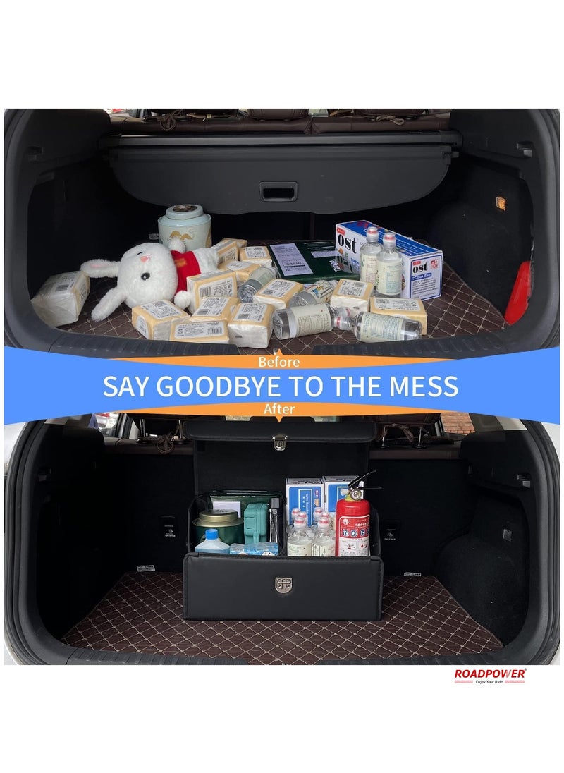 RoadPower - Car Trunk Storage Organizer And Suv Collapsible Cargo Multi Compartment Adjustable Auto Grocery Large Box 75x30x30Cm - Image 1