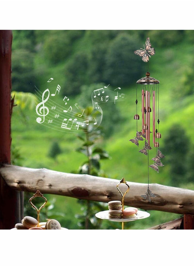 Generic - Elegant Butterfly Wind Chimes for Outdoor Decor with 4 Aluminum Tubes and 6 Charming Bells - Image 1