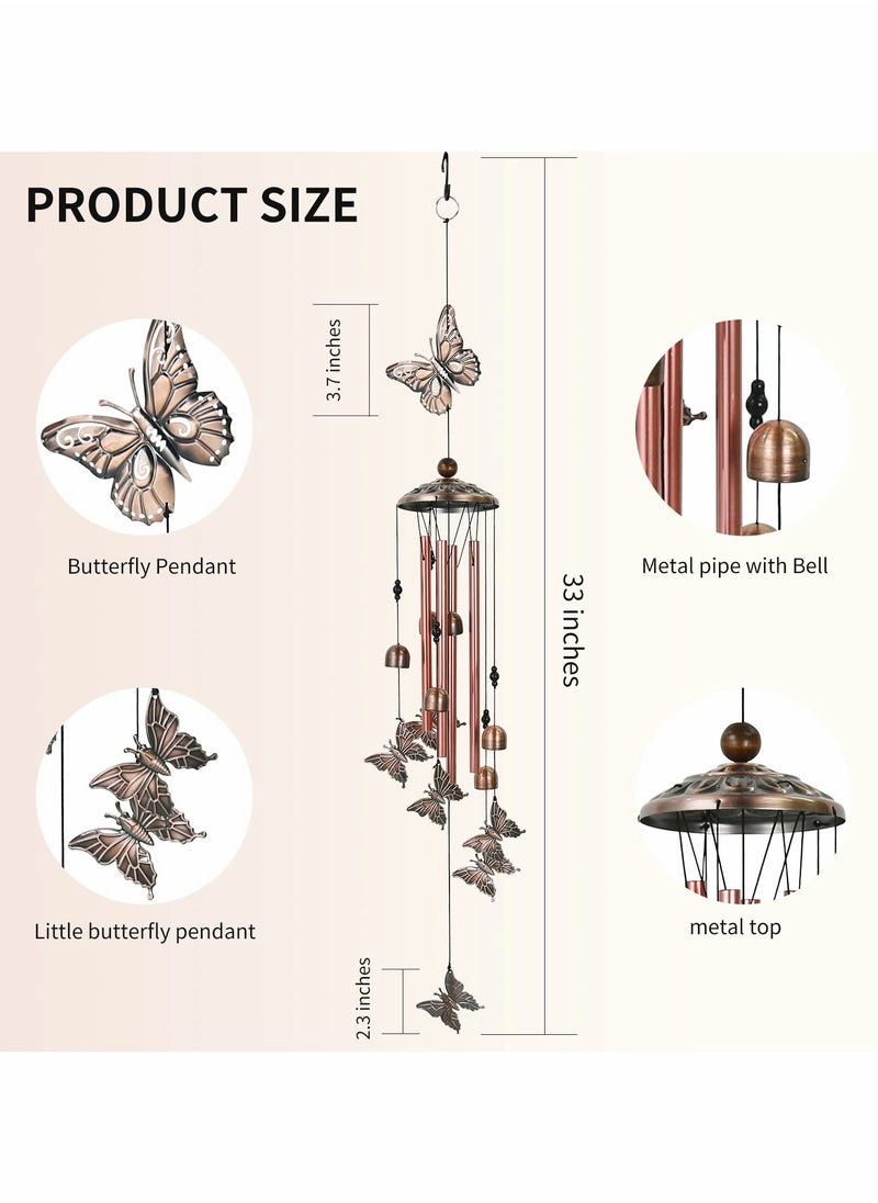 Generic - Elegant Butterfly Wind Chimes for Outdoor Decor with 4 Aluminum Tubes and 6 Charming Bells - Image 1