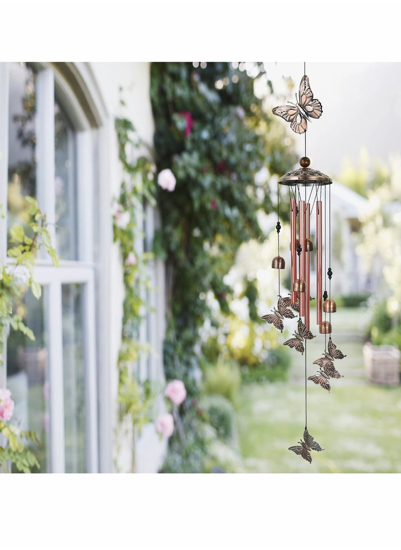 Generic - Elegant Butterfly Wind Chimes for Outdoor Decor with 4 Aluminum Tubes and 6 Charming Bells - Image 1