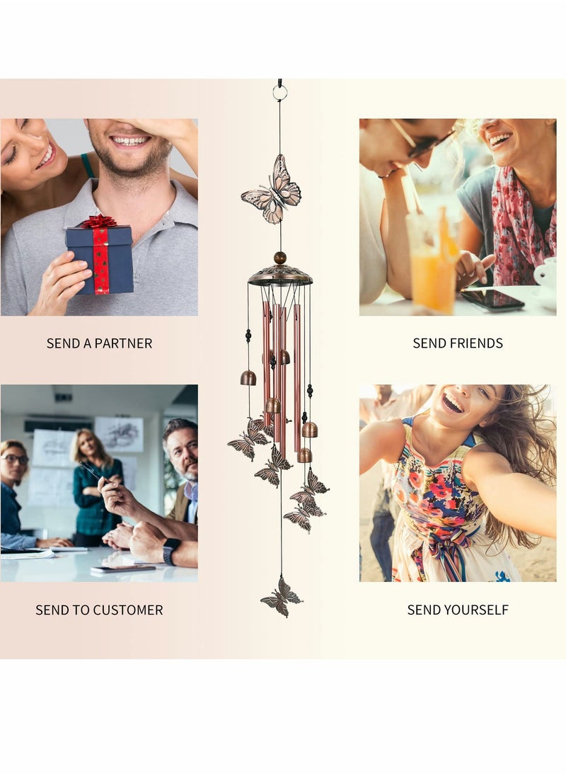 Generic - Elegant Butterfly Wind Chimes for Outdoor Decor with 4 Aluminum Tubes and 6 Charming Bells - Image 1