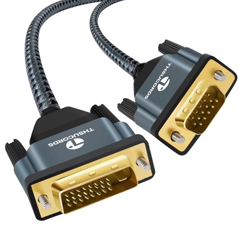 Thsucords DVI to VGA Cable 3.3FT, Uni-Directional DVI-D to VGA Adapter Male to Male Gold-Plated Braided 1080P Full HD Cord for HDTV, PC,Laptop, Monitor, Projector - Image 1