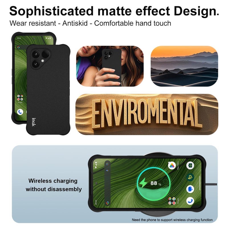 إيماك جراب هاتف من مادة TPU المقاومة للصدمات والوسادة الهوائية لهاتف Fairphone Gen.6 / E / Os Gen.6 (أسود غير لامع) - Image 5