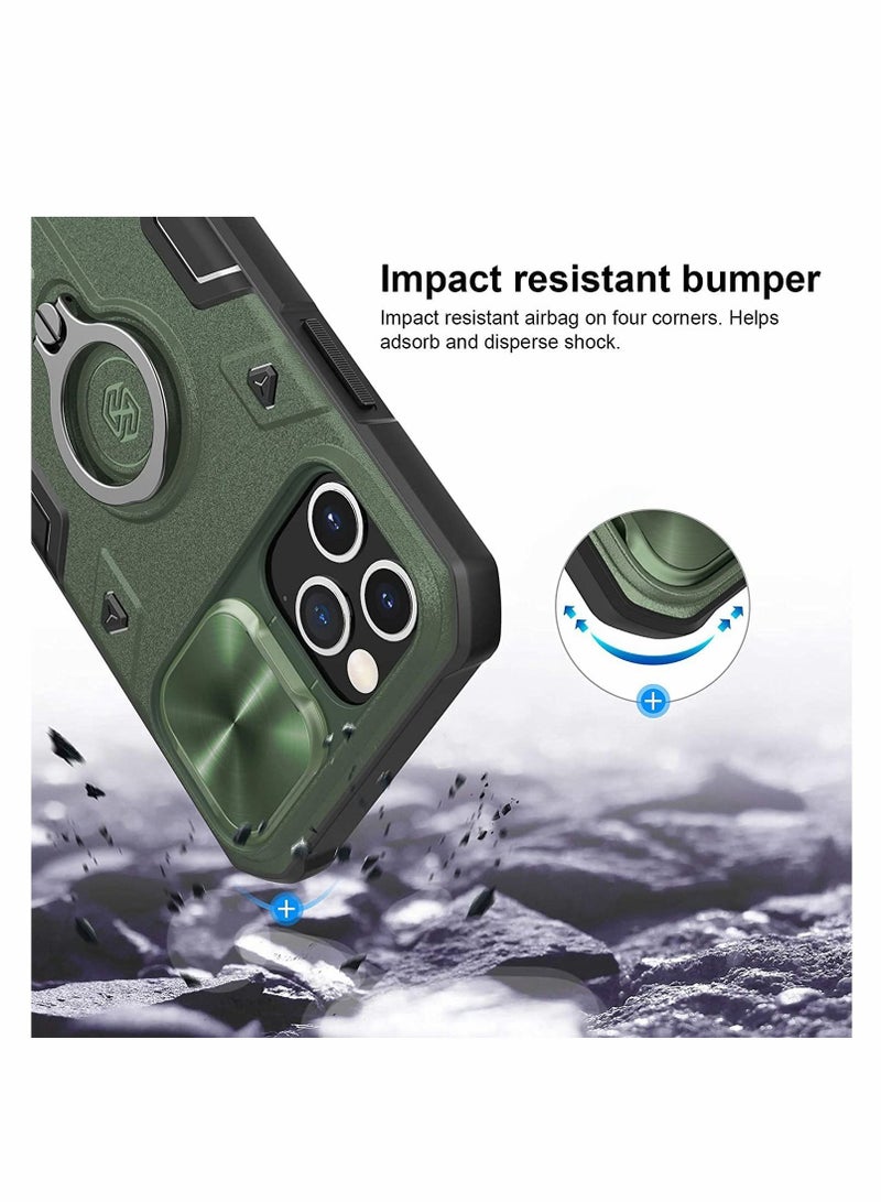 Excefore Case for iPhone 12 Mini 5.4'' - Military Grade Case with 360° Kickstand Ring Stand and Slide Camera Cover, PC & TPU Impact - Resistant Bumpers Armor Case  - Image 5