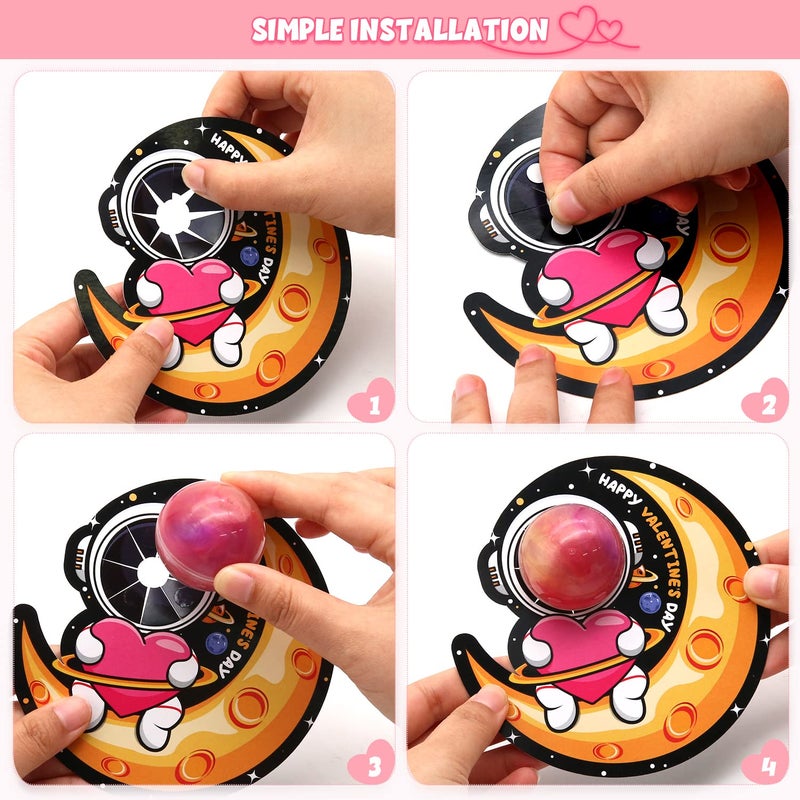 SURCVIO 28 Pack Valentines Day Gifts for Kids, Galaxy Slime with Greeting Cards Stress Relief Fidget Set for Kids, Valentine's Day School Prize Party Favor, Classroom Exchange Gift Set - Image 4