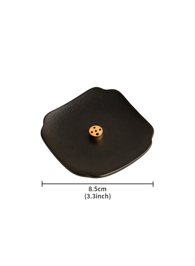 Black Ceramic Incense Stick Holder with Brass Inserts – 5 Adjustable Holes for Various Sizes, 8.5cm Square Design - Image 4