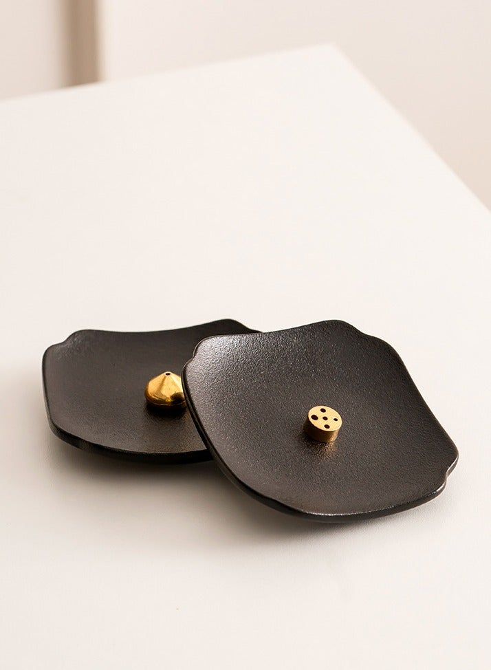 Black Ceramic Incense Stick Holder with Brass Inserts – 5 Adjustable Holes for Various Sizes, 8.5cm Square Design - Image 5