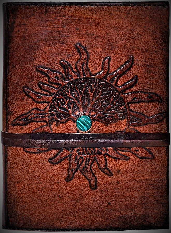 cuero Leather Journal Refillable Lined Paper SUN Tree of Life Handmade Leather Journal Notebook Diary/Bound Daily Notepad for Men&Women Medium,Writing pad Gift for Artist,Sketch/Writing (large) - Image 3