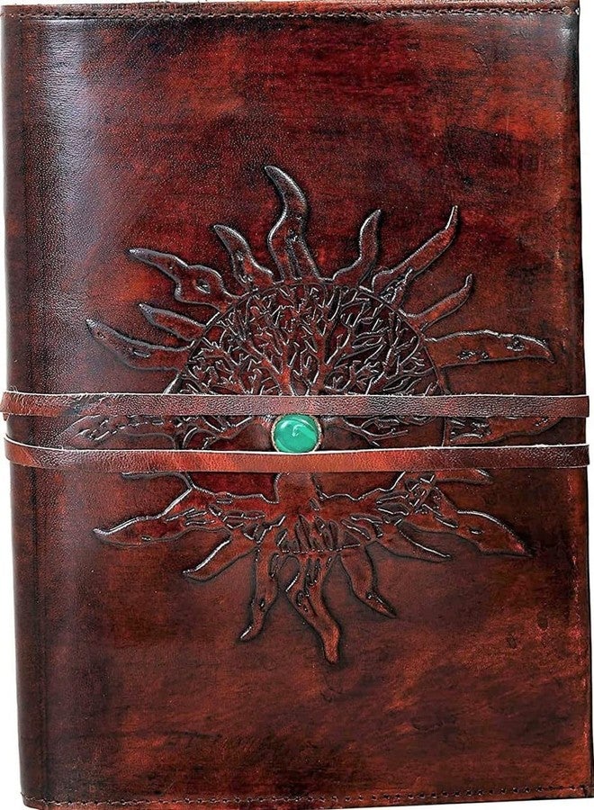 cuero Leather Journal Refillable Lined Paper SUN Tree of Life Handmade Leather Journal Notebook Diary/Bound Daily Notepad for Men&Women Medium,Writing pad Gift for Artist,Sketch/Writing (large) - Image 1