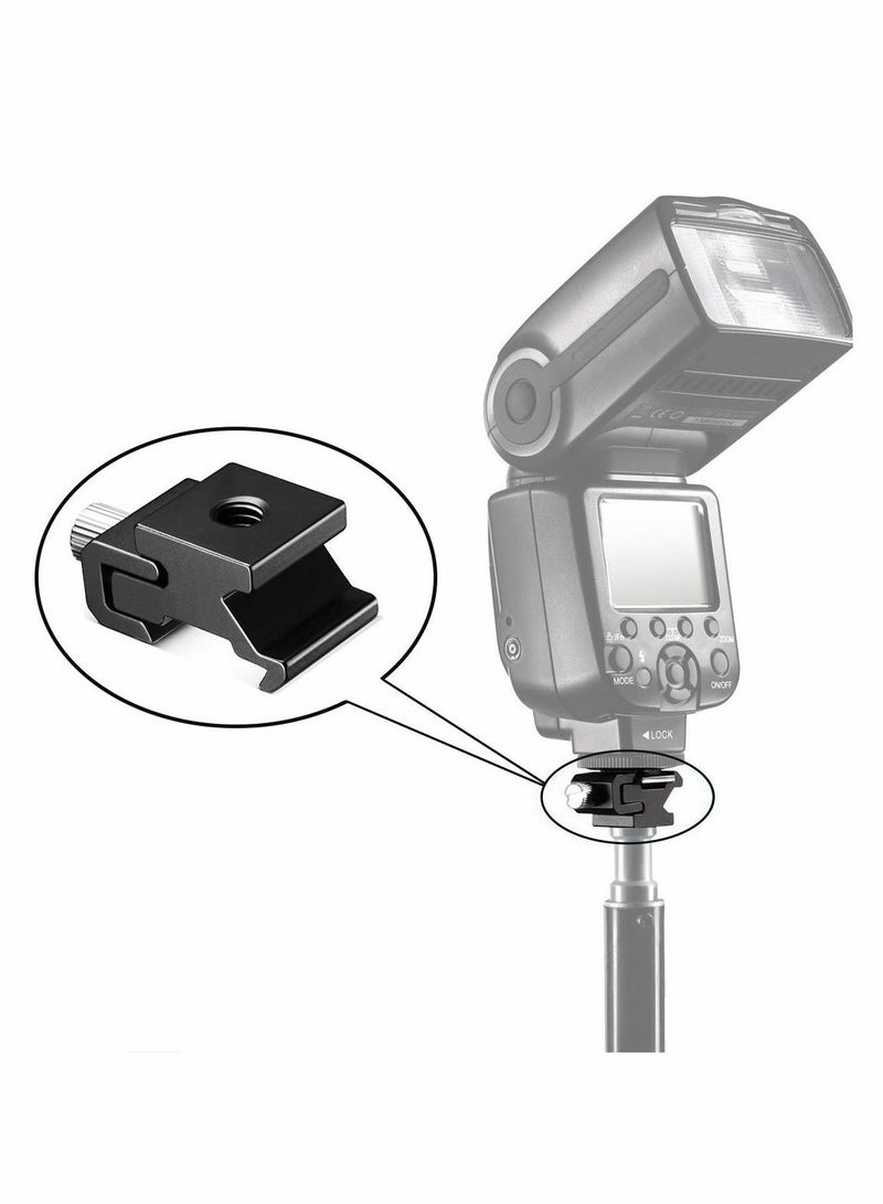 Y&D Camera Metal Cold Shoe Mount, Universal Adjustable Elastic Flash Mount Adapter with 1/4" Thread Accessories (4 pcs) - Image 4