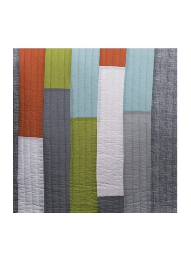 Lush Decor Shelly Stripe Quilt | Modern Geometric Pattern Reversible 3 Piece Bedding Set - Full/Queen - Orange & Gray - Image 3