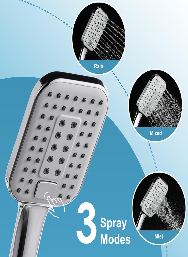 Offo مجموعة دش OFFO مع قضيب انزلاقي قابل للتعديل بطول 39 بوصة، ورأس دش يدوي مربع بثلاثة أوضاع، وخرطوم من الفولاذ المقاوم للصدأ بطول 60 بوصة، مثبت على الحائط ببراغي، بطلاء كروم. - Image 3