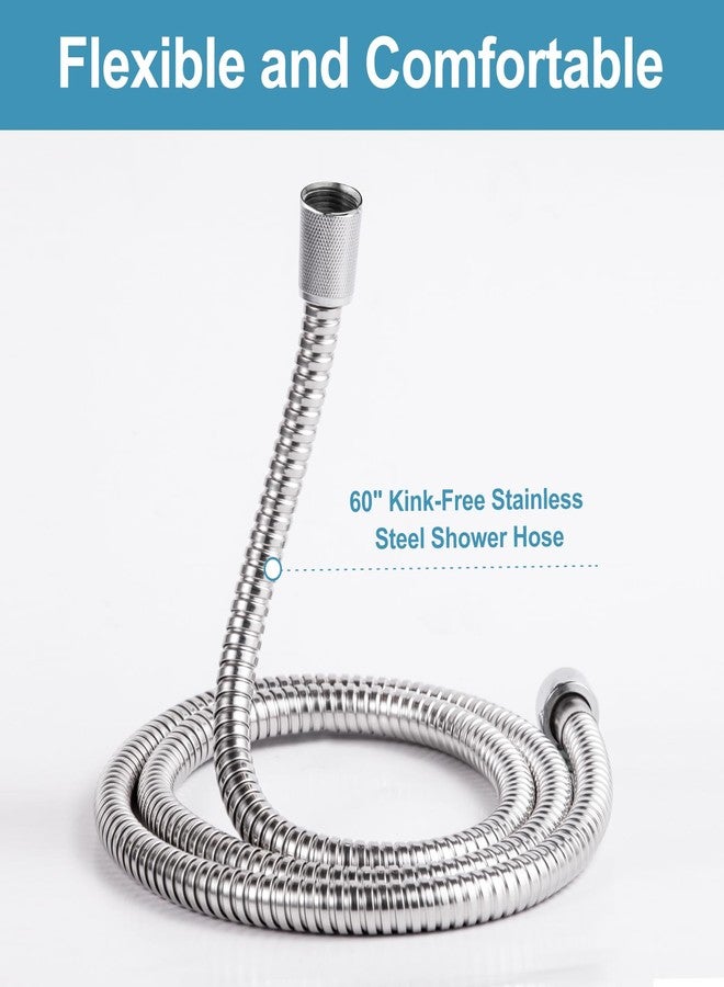 Offo مجموعة دش OFFO مع قضيب انزلاقي قابل للتعديل بطول 39 بوصة، ورأس دش يدوي مربع بثلاثة أوضاع، وخرطوم من الفولاذ المقاوم للصدأ بطول 60 بوصة، مثبت على الحائط ببراغي، بطلاء كروم. - Image 4