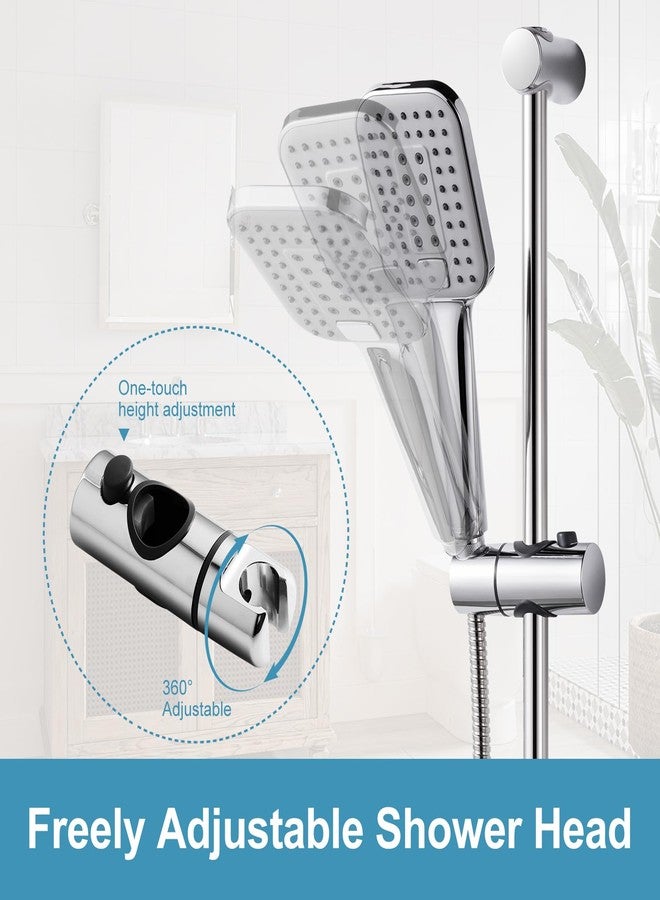 Offo مجموعة دش OFFO مع قضيب انزلاقي قابل للتعديل بطول 39 بوصة، ورأس دش يدوي مربع بثلاثة أوضاع، وخرطوم من الفولاذ المقاوم للصدأ بطول 60 بوصة، مثبت على الحائط ببراغي، بطلاء كروم. - Image 5