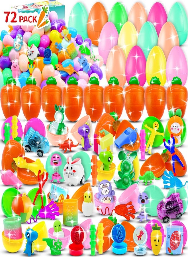 Pistroy 72 Pack Prefilled Easter Eggs with Toys Inside, Plastic Eggs Fillers Basket Stuffers Easter Eggs Hunt Games Party Favors Save Time Gifts - Image 1