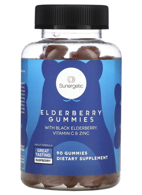 Elderberry Gummies With Black Elderberry Vitamin C & Zinc Raspberry 90 Gummies