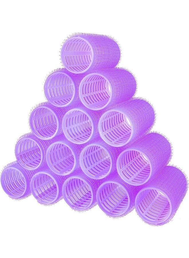 NIBEMINENT 15-Piece Self Grip Hair Rollers Set Purple - Image 1
