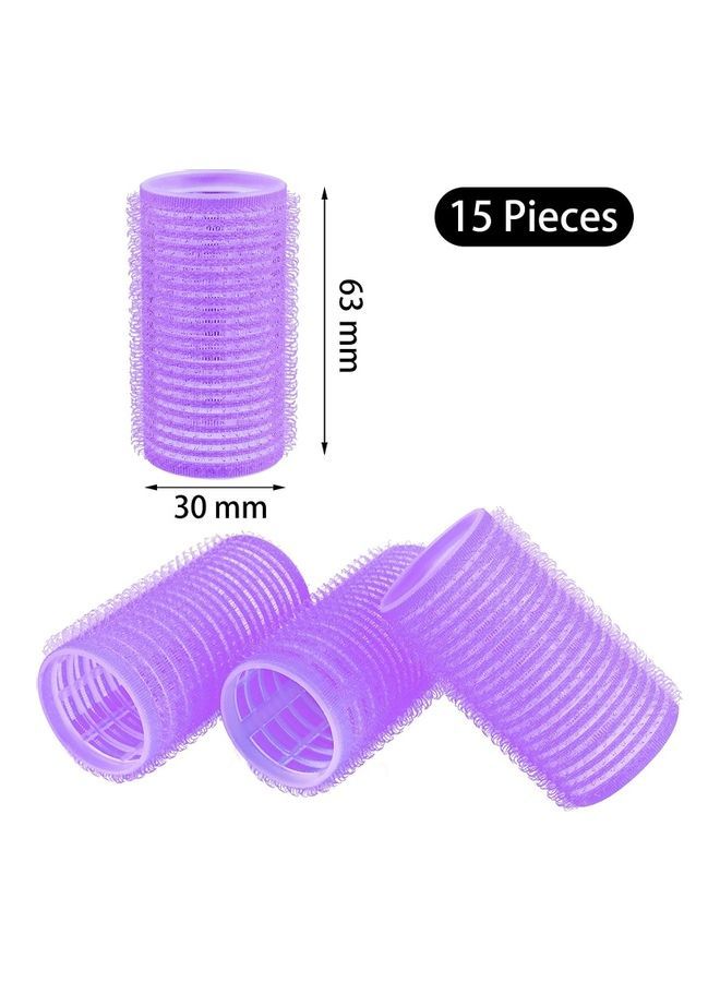 NIBEMINENT 15-Piece Self Grip Hair Rollers Set Purple - Image 2