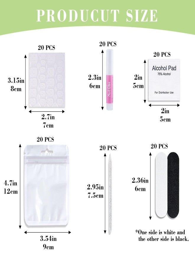 Bebbtiy Press On Nail Tool Kit with Everything, Bebbtiy Nail Prep Tool Disposable Manicure Kit with Nail File, Nail Glue, Prep Pads, Adhesive Nail Tabs,Wood Stick, Packaging Bag (20pcs-white) - Image 4