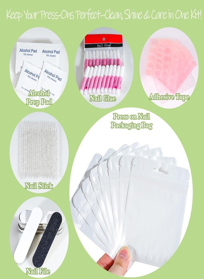 Bebbtiy Press On Nail Tool Kit with Everything, Bebbtiy Nail Prep Tool Disposable Manicure Kit with Nail File, Nail Glue, Prep Pads, Adhesive Nail Tabs,Wood Stick, Packaging Bag (20pcs-white) - Image 3