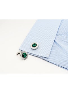 Round Crystal Silver Cufflinks For Men With Gift Box Green/Blue/Colorful Crystals Men'S Cuff Link Set For Wedding Shirt Party Business Birthday Anniversary Dress (Green Crystal) - pzsku/Z87A4AD90400114E6069CZ/45/_/1735816705/e16fd42b-105f-4a8b-86d7-d19fae574700