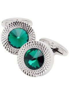 Round Crystal Silver Cufflinks For Men With Gift Box Green/Blue/Colorful Crystals Men'S Cuff Link Set For Wedding Shirt Party Business Birthday Anniversary Dress (Green Crystal) - pzsku/Z87A4AD90400114E6069CZ/45/_/1735816710/3a522333-ebf8-4fc6-af9d-530bec45108d