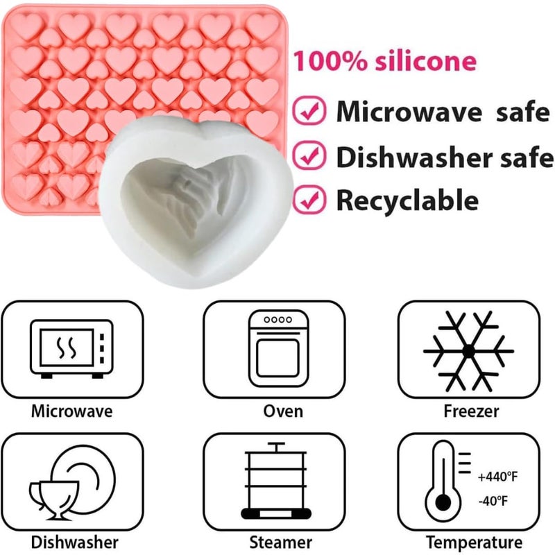 LEGACYCART Holding Hands and 66 Heart Silicone Mould for Valentines Day Baking Cake Cupcake Chocolate Candy Gummy Candle Ice Cubes Homemade Treats NonStick Soap Candle Pack of 2 - Image 3