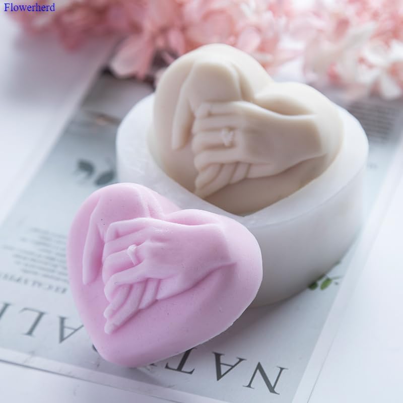 LEGACYCART Holding Hands and 66 Heart Silicone Mould for Valentines Day Baking Cake Cupcake Chocolate Candy Gummy Candle Ice Cubes Homemade Treats NonStick Soap Candle Pack of 2 - Image 4