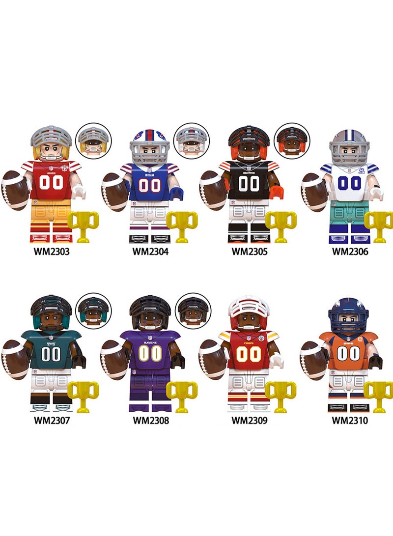 8-Piece Rugby Team Series Building Blocks Minifigures Toys Suitable For Boys Gifts Bag Pack  - Image 1