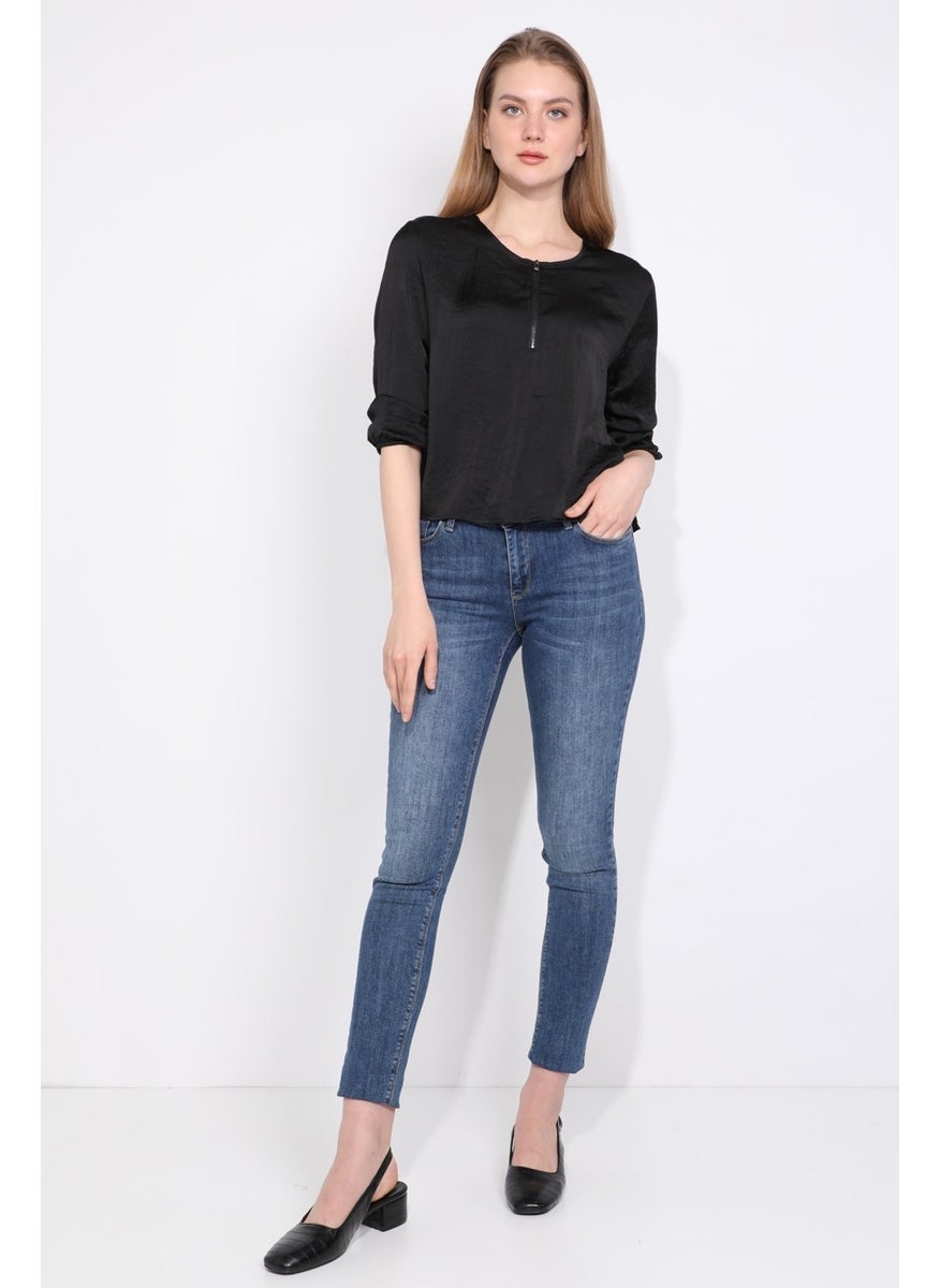 Markapia Woman Women's Half Zipper Blouse Black  - Image 4